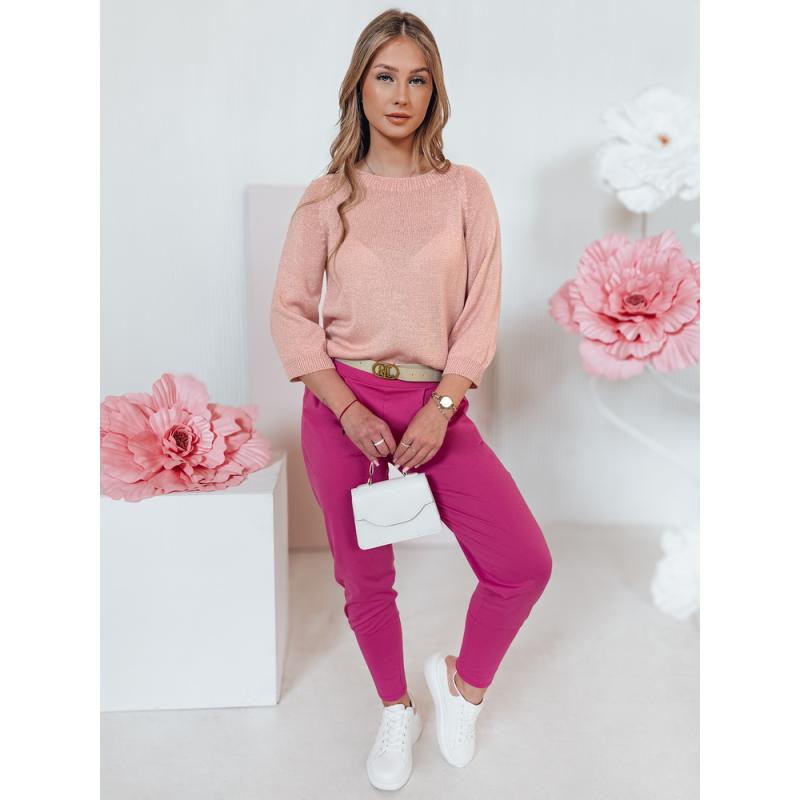 Női plusz méretű pulóver SOFTICAN púder rózsaszínű