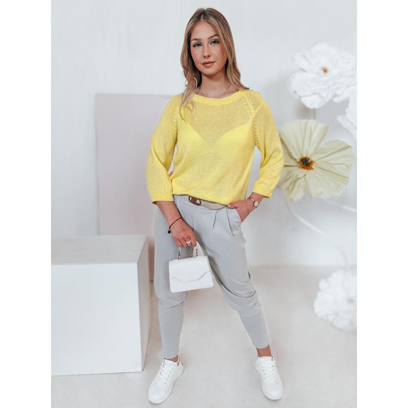 Női plusz méretű pulóver SOFTICAN sárga