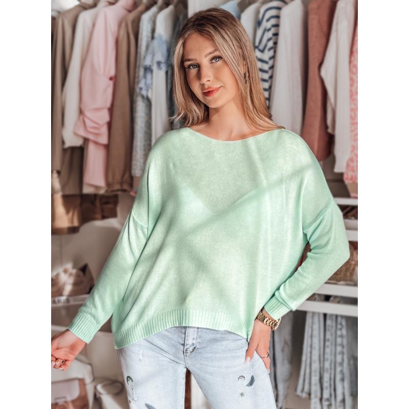 Plus Size női egyszínű pulóver SENZIA menta