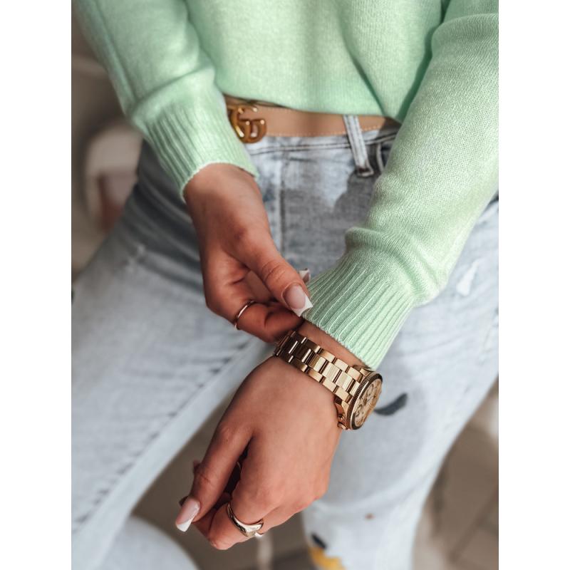 Plus Size női egyszínű pulóver SENZIA menta