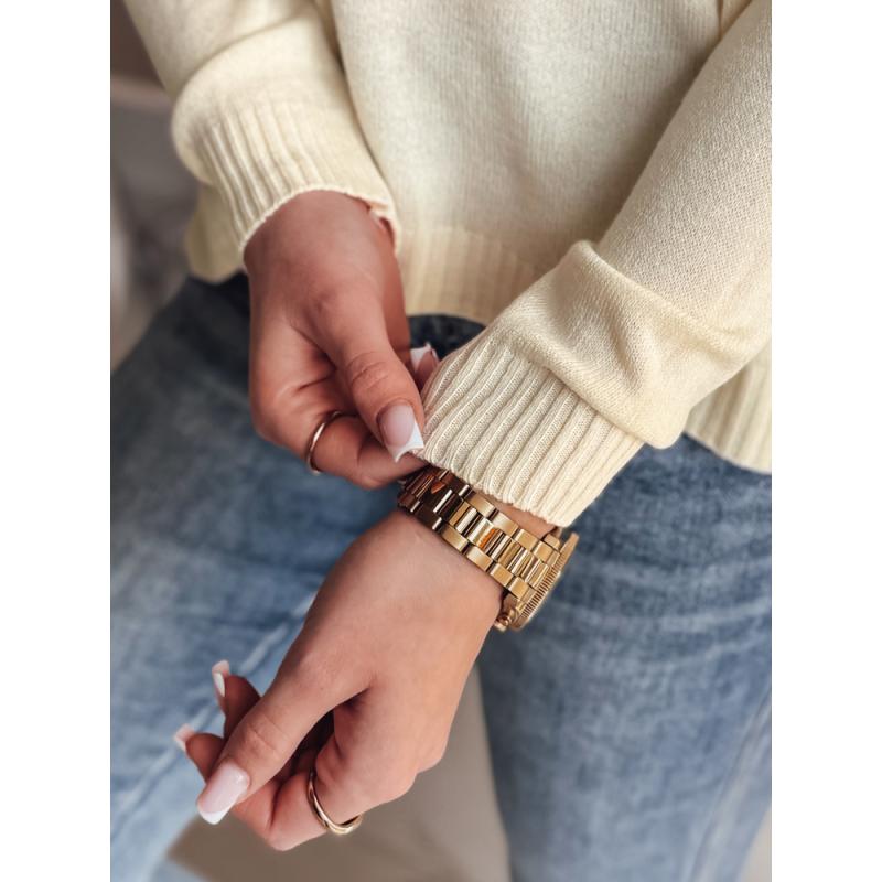 Plusz méretű női egyszínű pulóver SENZIA Barack