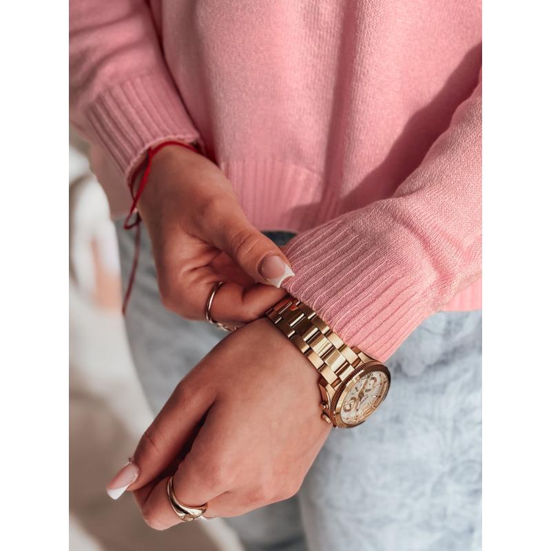 Plusz méretű női egyszínű pulóver SENZIA Pink