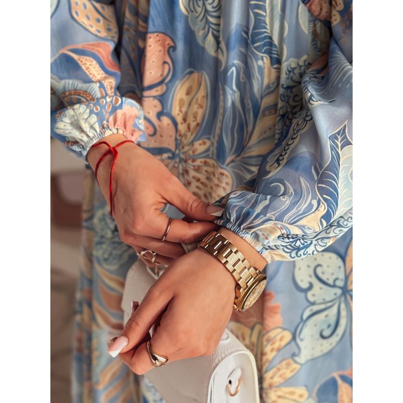 Női midi virágos ruha LILOVIE világoskék színben