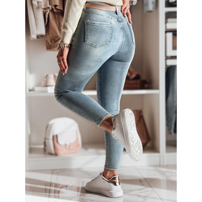 Dámské džíny úzké kalhoty se zdobením LUMITTA modrá