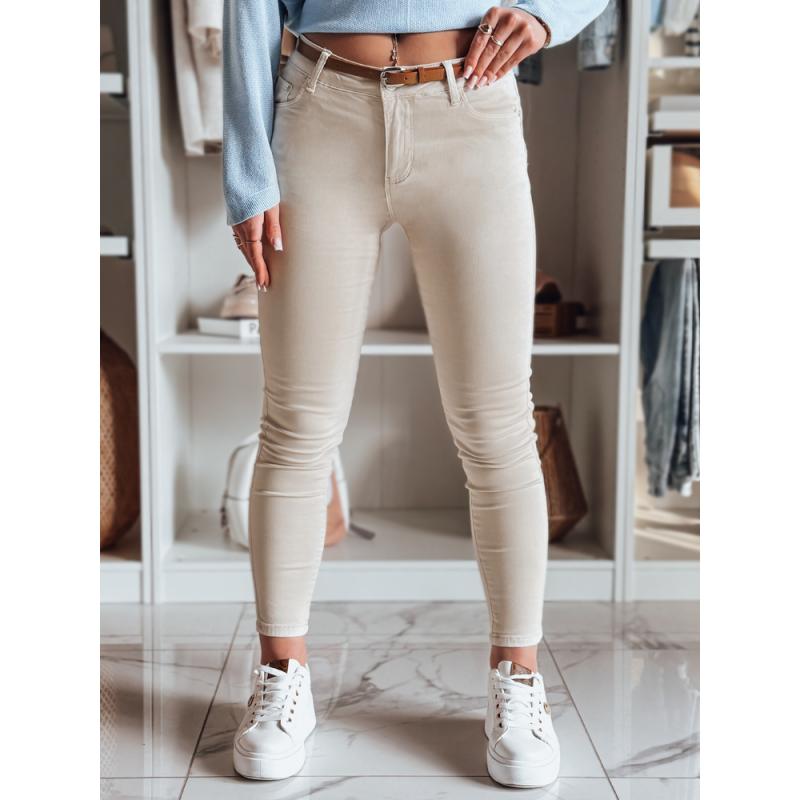 Női farmer nadrág CLARET övvel szett világos bézs színű