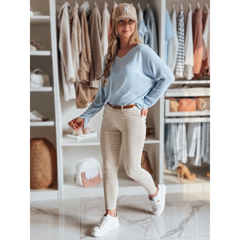 Női farmer nadrág CLARET övvel szett világos bézs színű