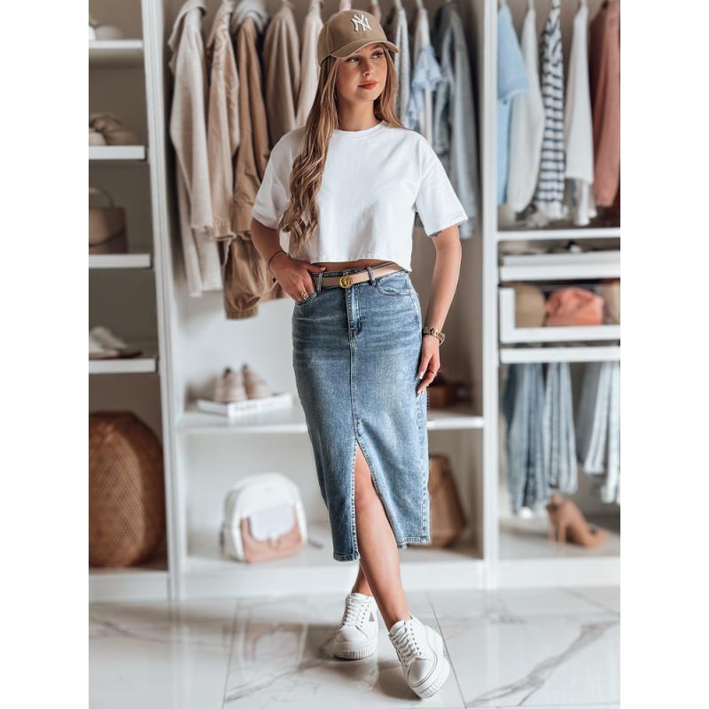 Džínová midi sukně s rozparkem DENIZA modrá