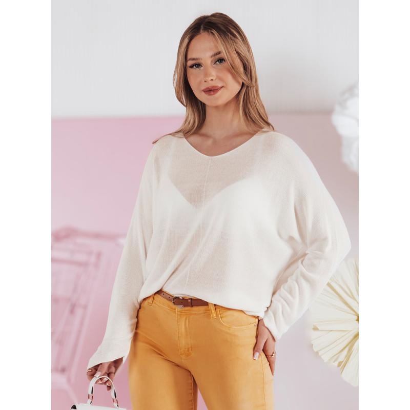 Női plus size pulóver NORVAN ekrü színben