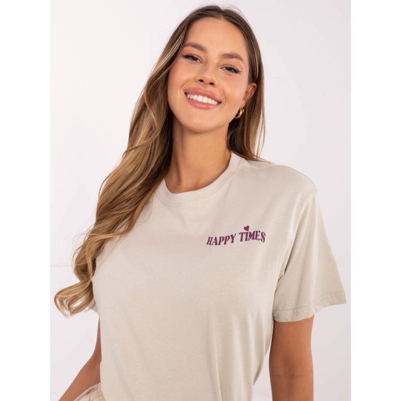 Béžové tričko s kulatým výstřihem SUBLEVEL