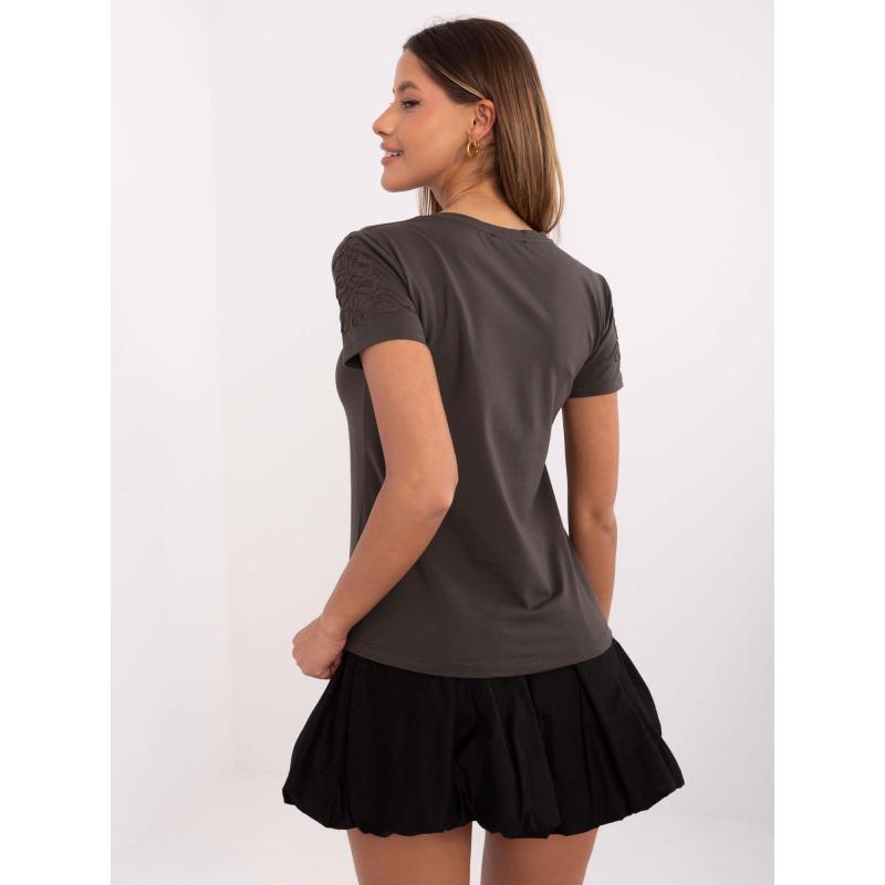 Khaki színű pamut póló