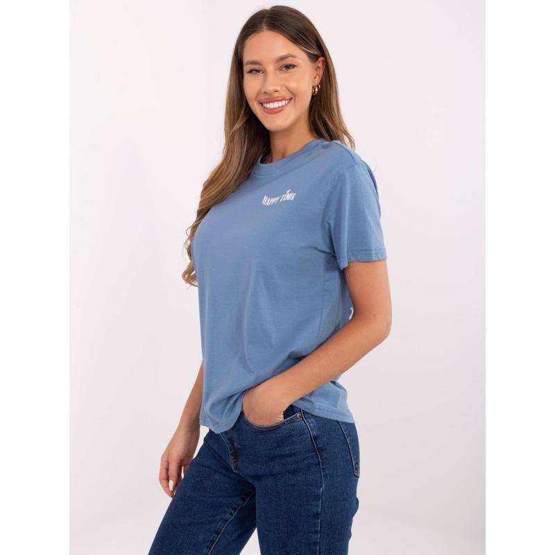 Špinavě modré tričko s potiskem SUBLEVEL na zádech