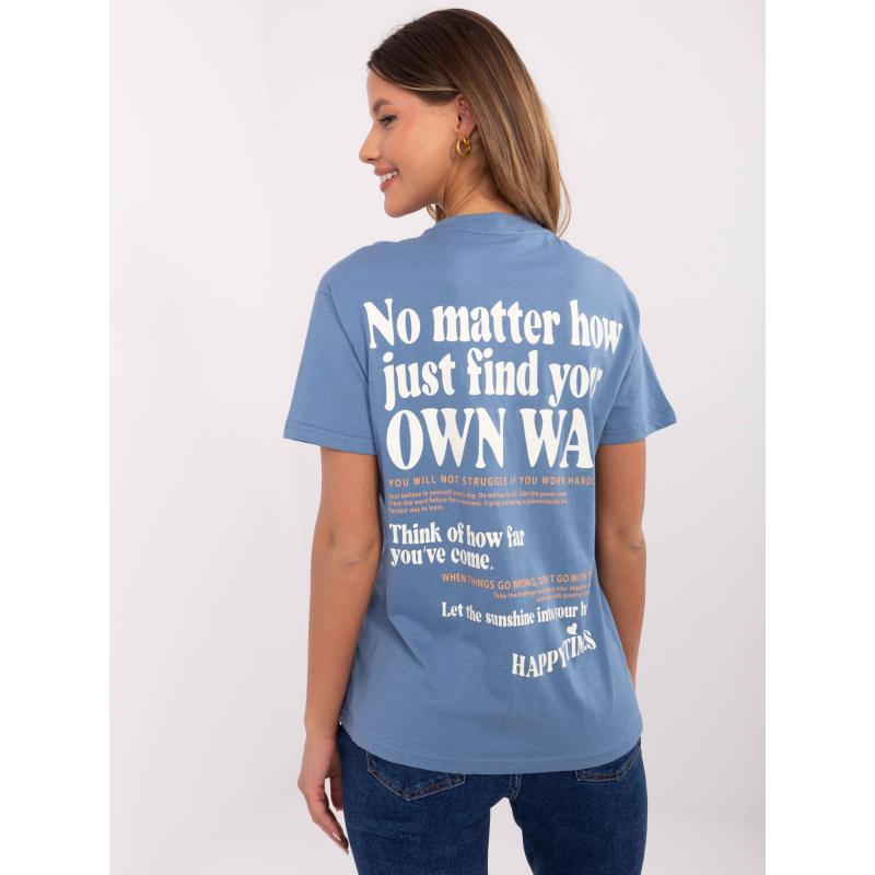 Špinavě modré tričko s potiskem SUBLEVEL na zádech