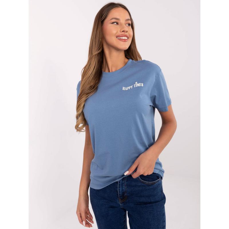 Špinavě modré tričko s potiskem SUBLEVEL na zádech