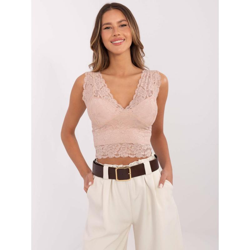Világos rózsaszín ujjatlan csipke felső SUBLEVEL