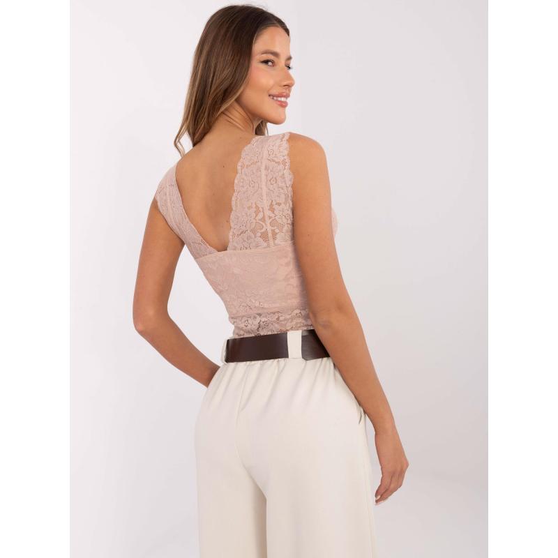 Világos rózsaszín ujjatlan csipke felső SUBLEVEL