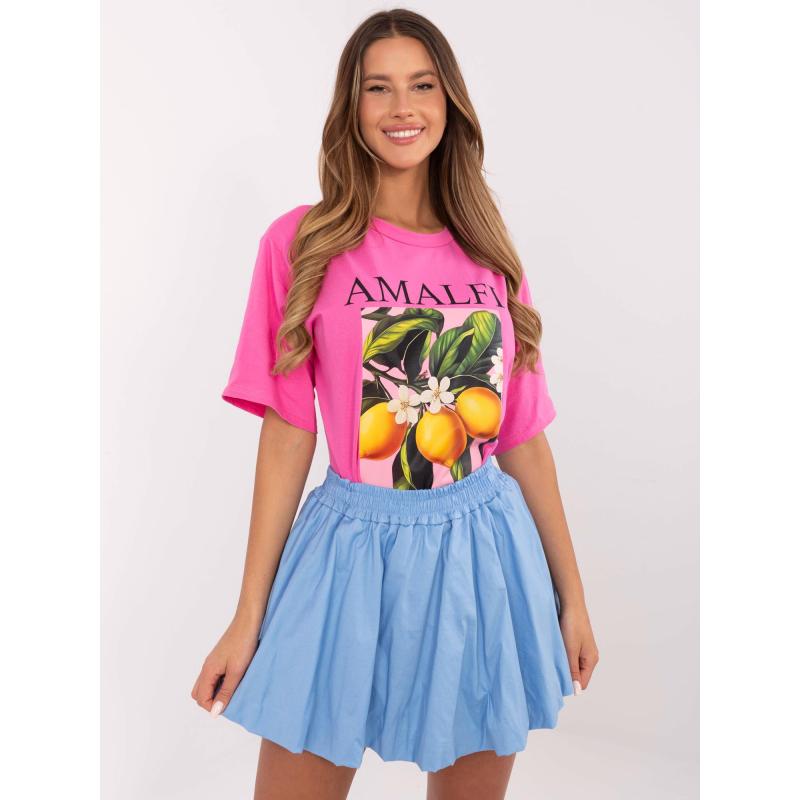 Világoskék bomber szoknya elasztikus derékkal