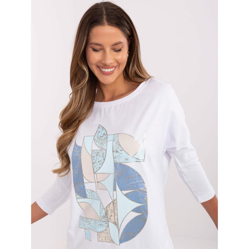 Bílá dámská bavlněná halenka volného střihu