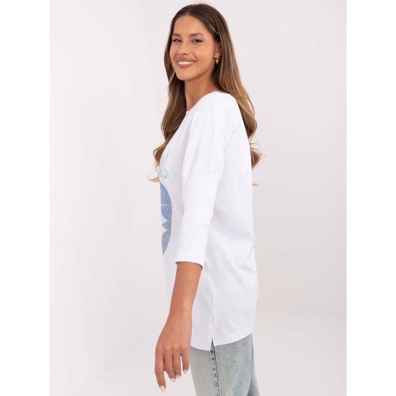 Bílá dámská bavlněná halenka volného střihu