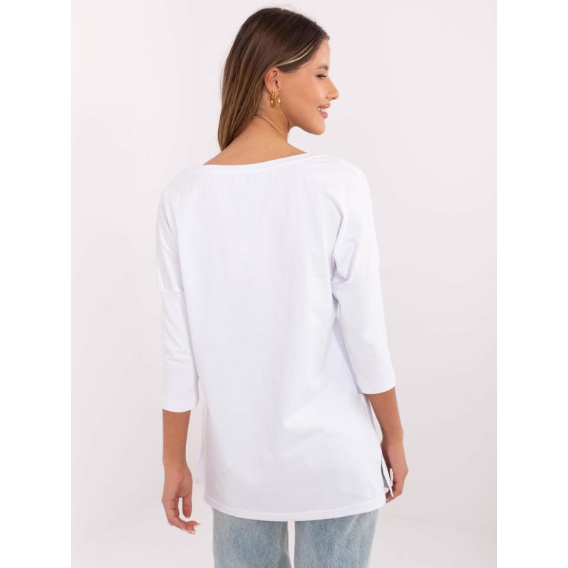 Bílá dámská bavlněná halenka volného střihu