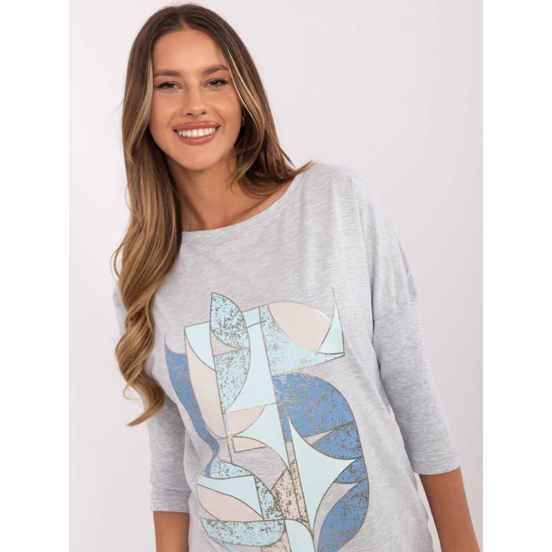 Šedá dlouhá dámská halenka s rozparky