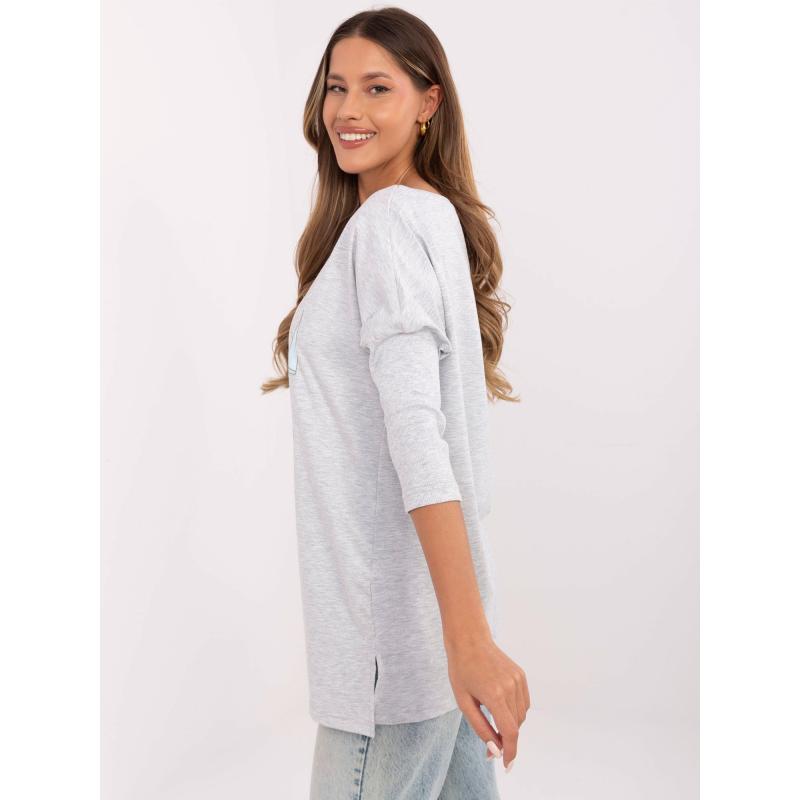 Šedá dlouhá dámská halenka s rozparky