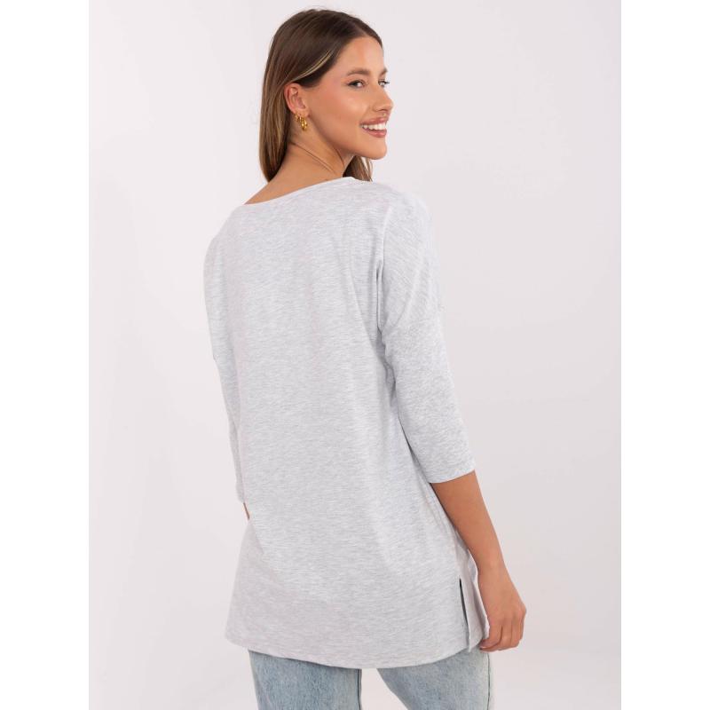 Šedá dlouhá dámská halenka s rozparky