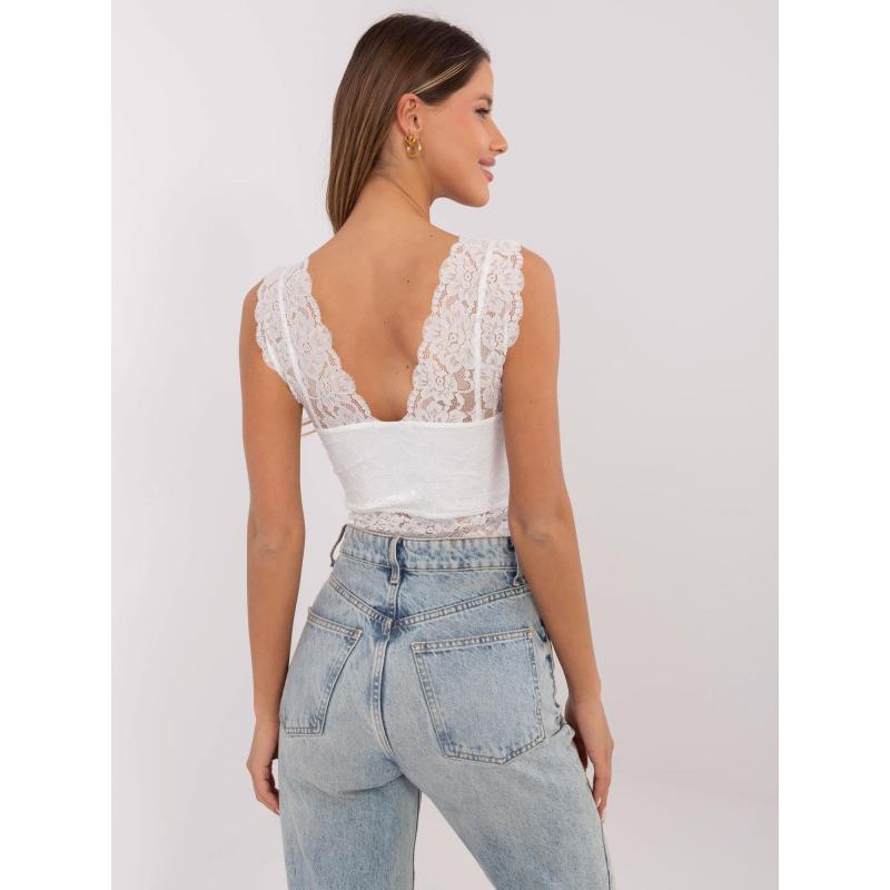 Bílý krajkový top s výstřihem do V SUBLEVEL