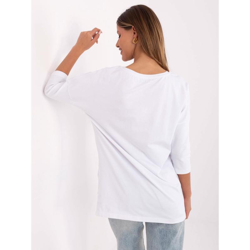 Bílá bavlněná dámská halenka s potiskem