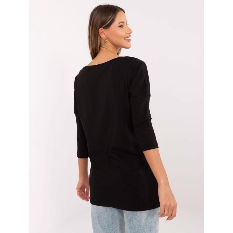 Černá dlouhá halenka s květinovým potiskem