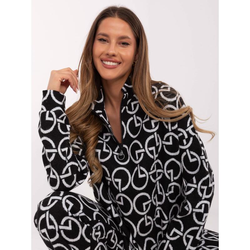 Fekete kétrészes női mintás szett