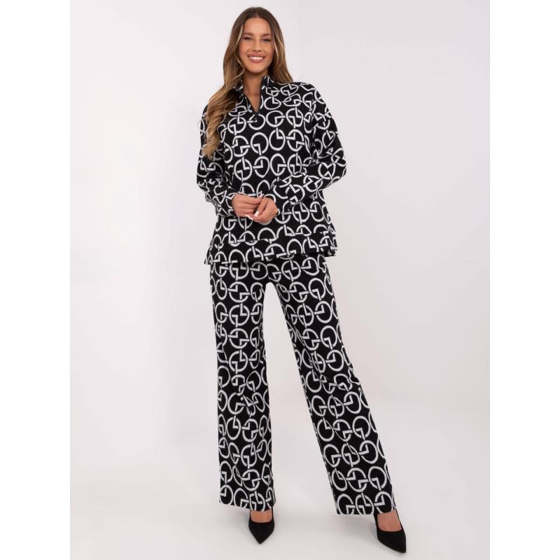 Fekete kétrészes női mintás szett