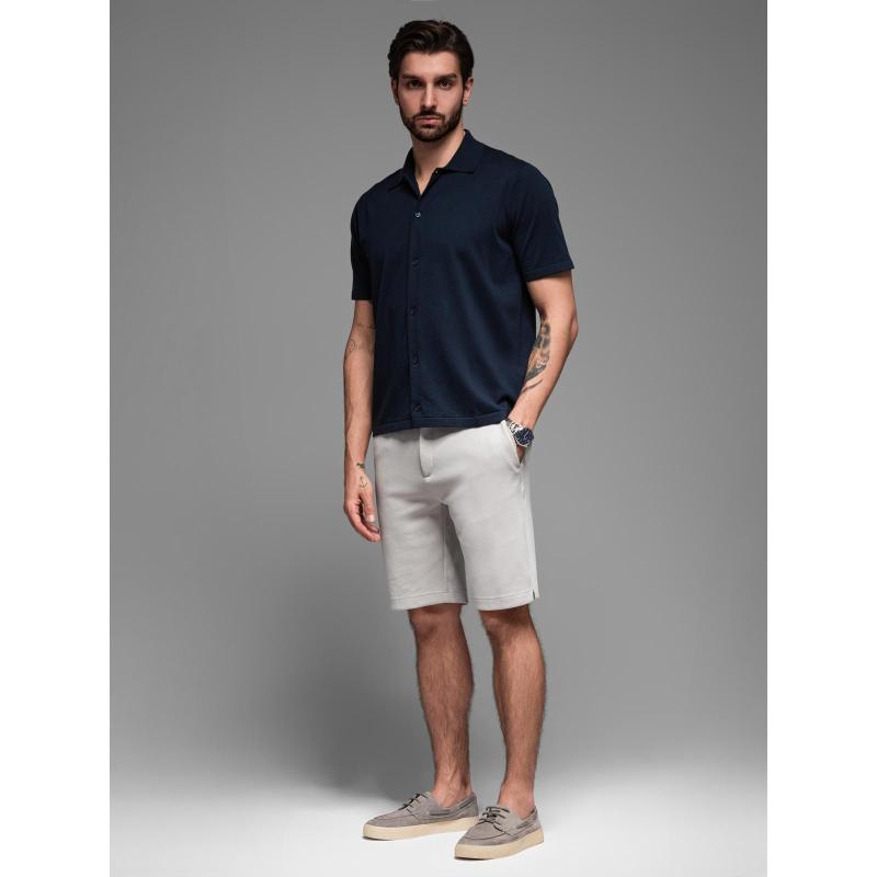 Pánské bavlněné teplákové šortky BASIC - tmavě modré V1 OM-SRBS-0149