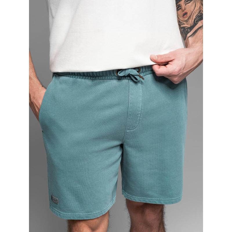 Pánske bavlnené teplákové šortky BASIC - tmavomodré V1 OM-SRBS-0149