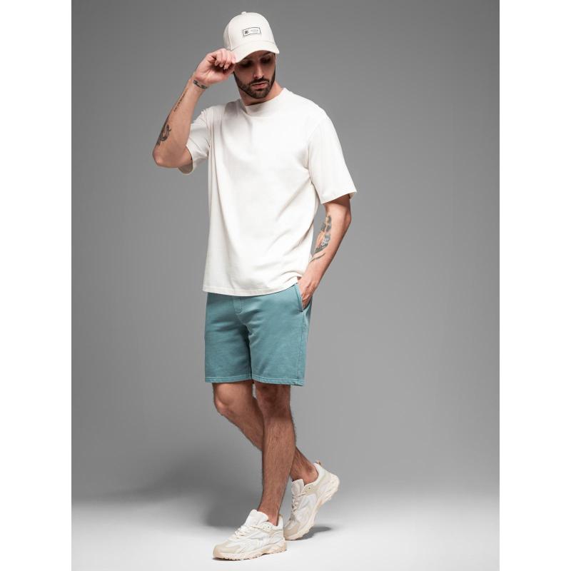 Pánske bavlnené teplákové šortky BASIC - tmavomodré V1 OM-SRBS-0149