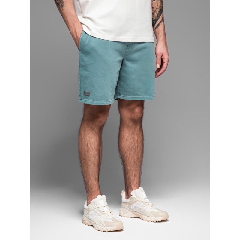 Pánske bavlnené teplákové šortky BASIC - tmavomodré V1 OM-SRBS-0149