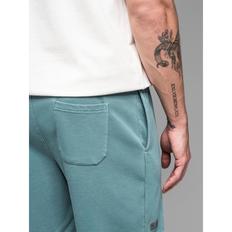 Pánske bavlnené teplákové šortky BASIC - tmavomodré V1 OM-SRBS-0149