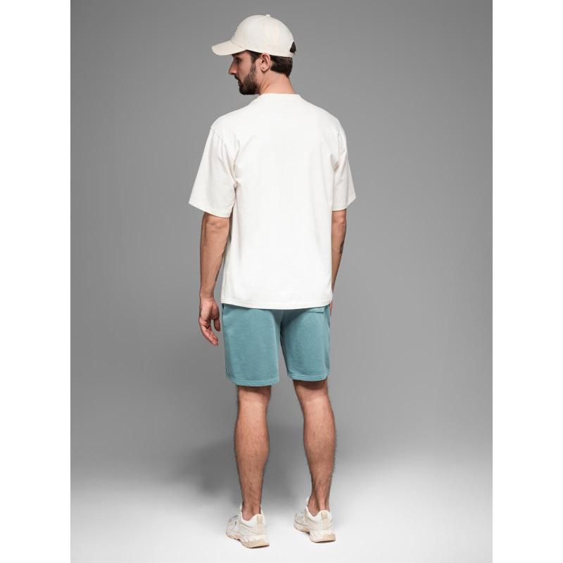 Pánske bavlnené teplákové šortky BASIC - tmavomodré V1 OM-SRBS-0149