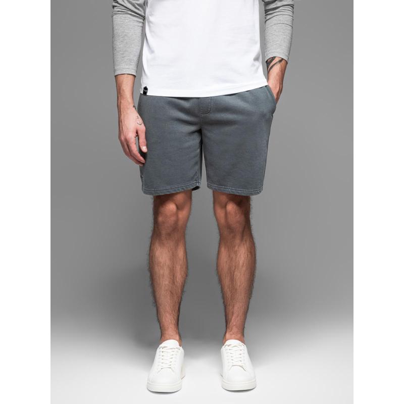 Pánské bavlněné teplákové šortky BASIC - tmavě modré V1 OM-SRBS-0149