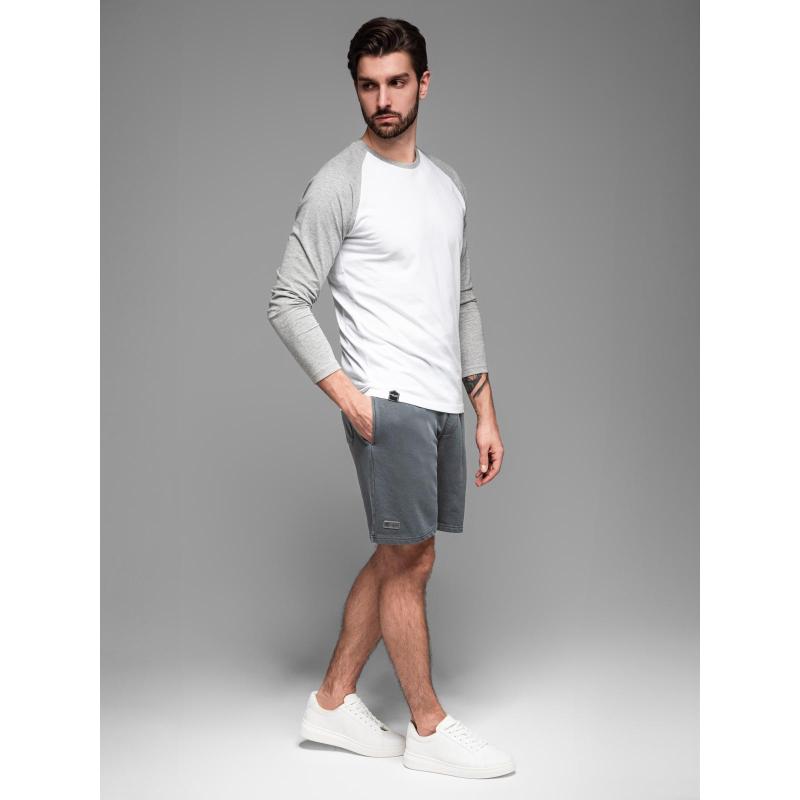 Pánské bavlněné teplákové šortky BASIC - tmavě modré V1 OM-SRBS-0149