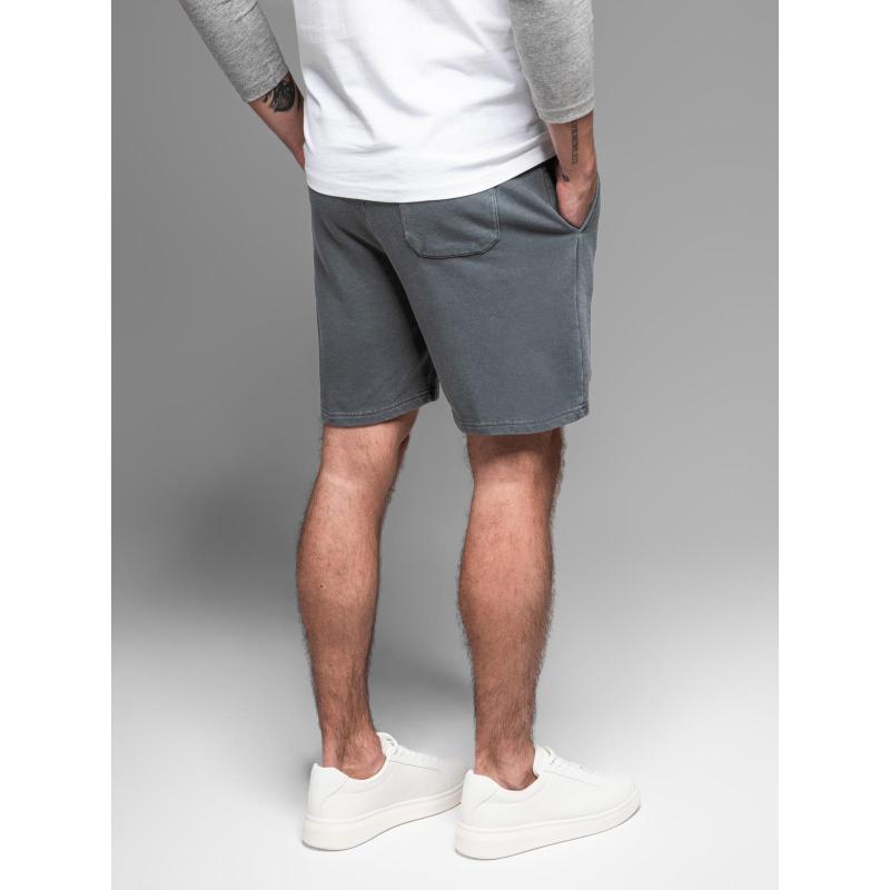 Pánské bavlněné teplákové šortky BASIC - tmavě modré V1 OM-SRBS-0149