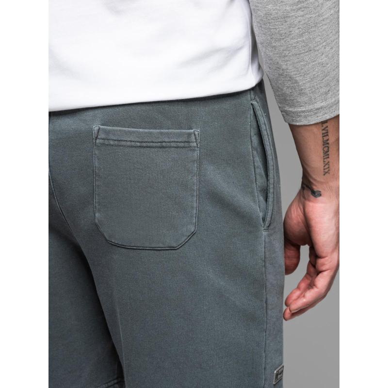 Pánské bavlněné teplákové šortky BASIC - tmavě modré V1 OM-SRBS-0149