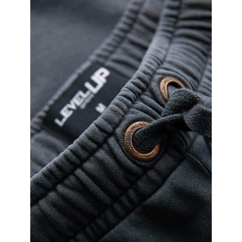 Pánské bavlněné teplákové šortky BASIC - tmavě modré V1 OM-SRBS-0149