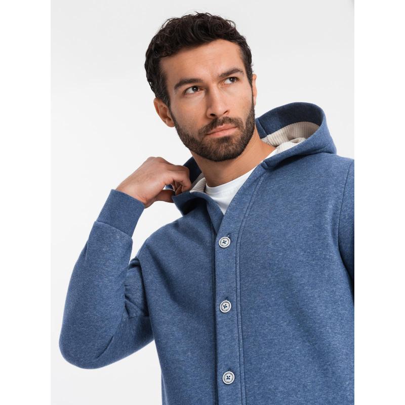 Pánská bavlněná mikina bomber bez zipu - bordó V13 OM-SSZP-0215