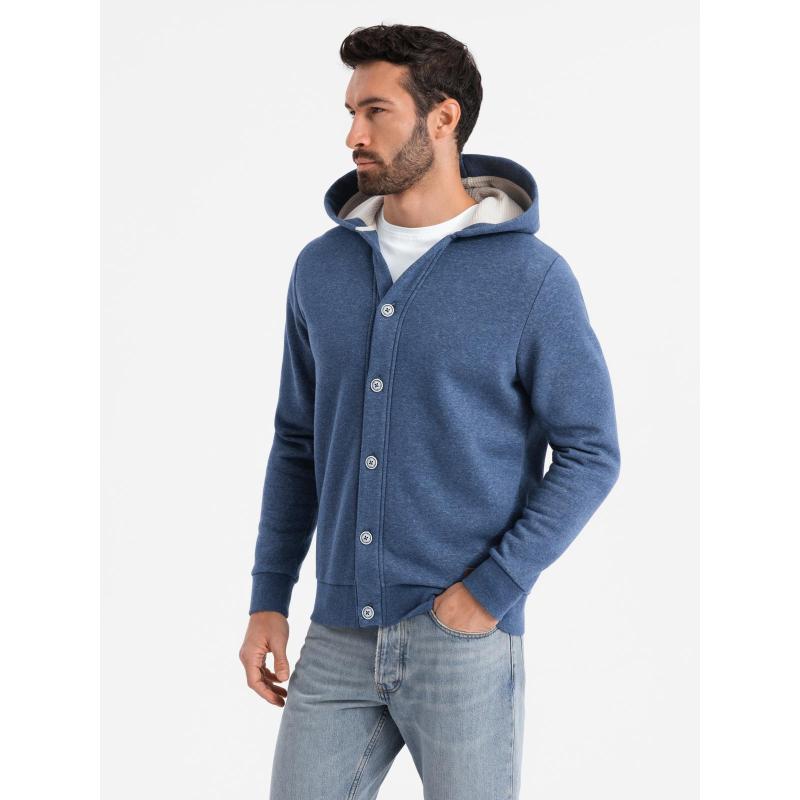 Pánská bavlněná mikina bomber bez zipu - bordó V13 OM-SSZP-0215