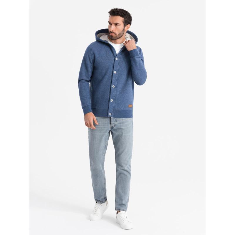 Pánská bavlněná mikina bomber bez zipu - bordó V13 OM-SSZP-0215