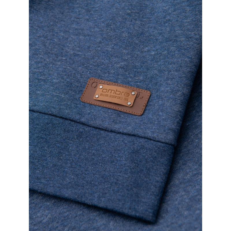 Pánská bavlněná mikina bomber bez zipu - bordó V13 OM-SSZP-0215