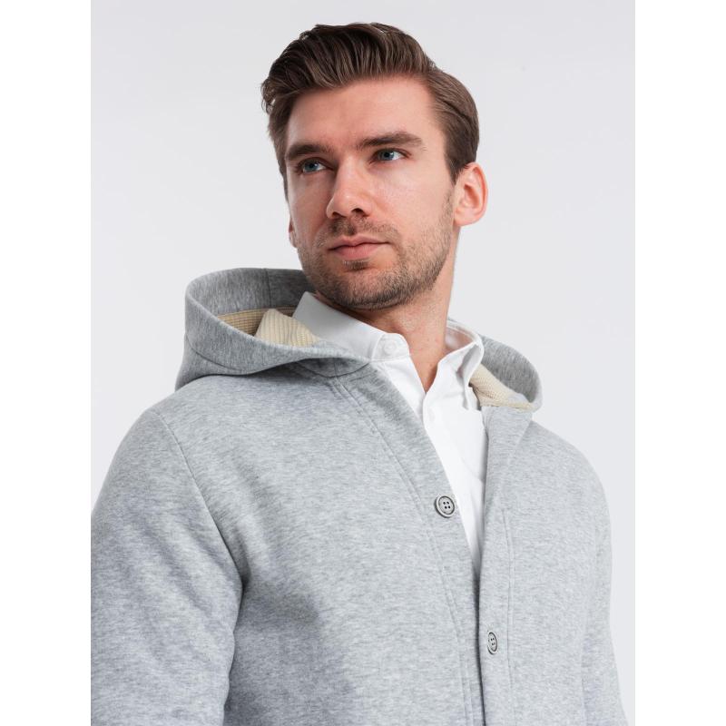 Férfi pamut bomber pulóver cipzár nélkül - bordó V13 OM-SSZP-0215 OM-SSZP-0215