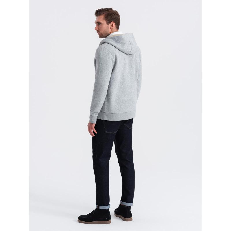 Férfi pamut bomber pulóver cipzár nélkül - bordó V13 OM-SSZP-0215 OM-SSZP-0215