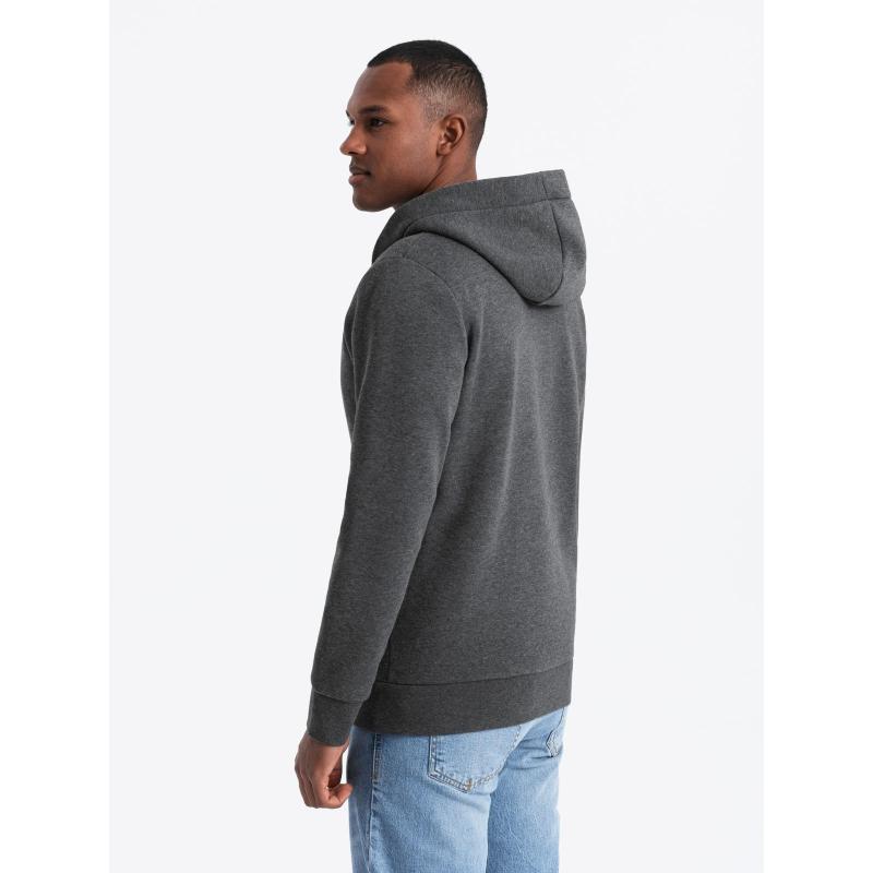 Férfi pamut bomber pulóver cipzár nélkül - gesztenyebarna V13 OM-SSZP-0215