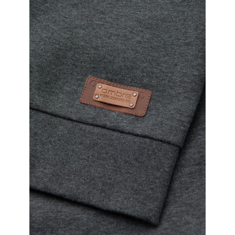 Férfi pamut bomber pulóver cipzár nélkül - gesztenyebarna V13 OM-SSZP-0215